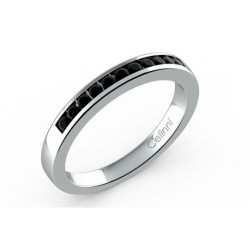 Halbmemoire-Ring Schwarze Diamanten Kanalfassung 18K Weißgold | Celinni