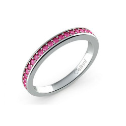 Halbmemoire-Ring Rosa Diamanten Krappenfassung 18K Wei&szlig;gold | Celinni