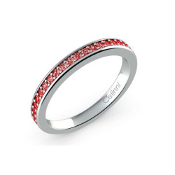 Halve Alliance Ring Rode Diamanten Klauwzetting 18K Witgoud | Celinni