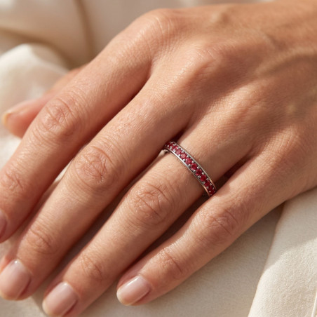Red Diamond Prong Set Half Eternity Ring in 18 Carat White Gold