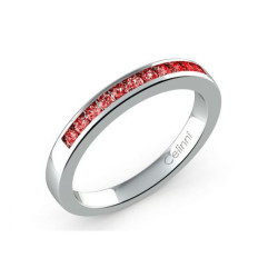 Red Diamond Channel Set Half Eternity Ring 18K White Gold | Celinni
