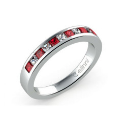 Diamond and Ruby Channel Set Half Eternity Ring 18K White Gold | Celinni