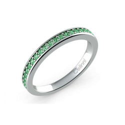 Green Diamond Prong Set Half Eternity Ring 18K White Gold | Celinni