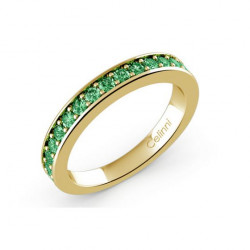 Demi-Alliance Diamants Verts Serti Griffes Or Blanc 18K | Celinni