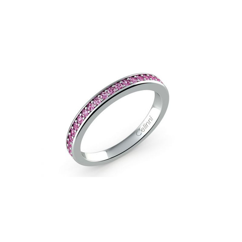 Media Alianza Diamantes Violetas Engaste de Garras Oro Blanco 18K | Celinni