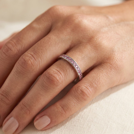 Demi-Alliance Diamants Violets Serti Griffes en Or Blanc 18 Carats