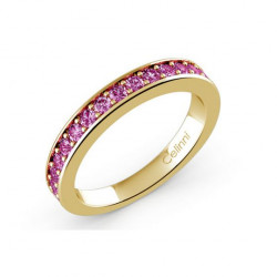 Demi-Alliance Diamants Violets Serti Griffes Or Blanc 18K | Celinni