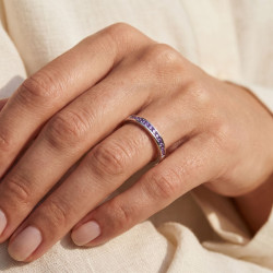Violet Diamond Channel Set Half Eternity Ring 18K White Gold | Celinni