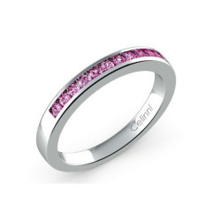 Halbmemoire-Ring Violette Diamanten Kanalfassung 18K Wei&szlig;gold | Celinni