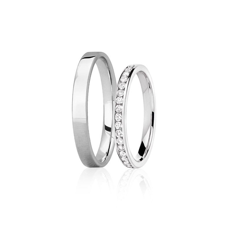 Fidelis Rail & Parisian Happiness Wedding Rings