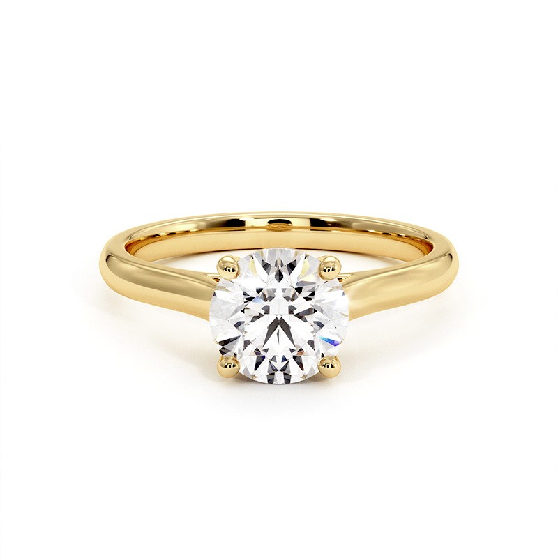 Round Diamond Ring Promesse Yellow Gold 18k 750 Thousandths