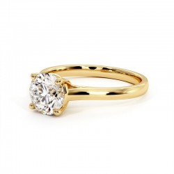 Anillo de Diamante Talla Redonda Promesa Oro Amarillo 18k - Maison Celinni