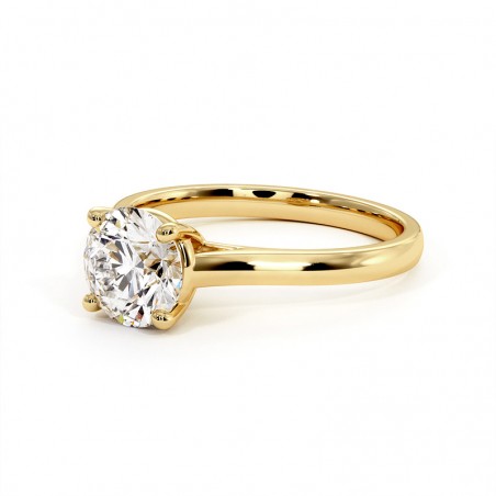 Bague Diamant Taille Rond Promesse Or Jaune 18k 750 Millièmes