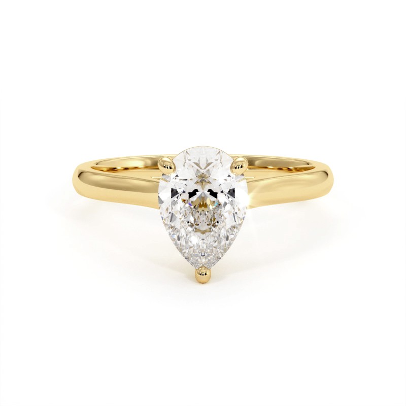 Pear Cut Diamond Ring Promesse 18k Yellow Gold 750 Thousandths