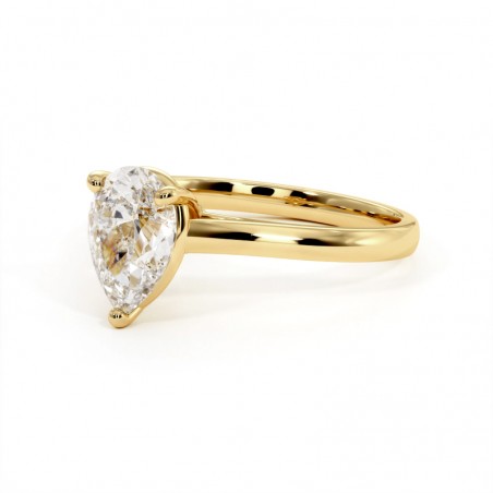 Bague Diamant Taille Poire Promesse Or Jaune 18k 750 Millièmes