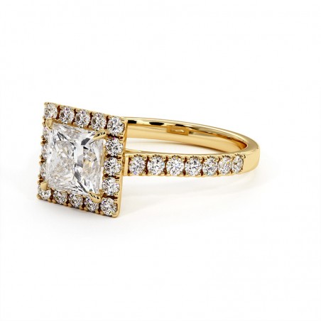 Bague Diamant Taille Princesse Ma Vie Or Jaune 18k 750 Millièmes