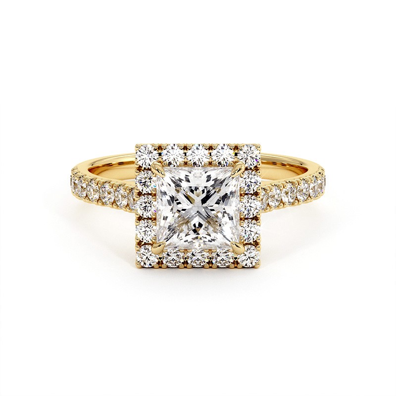 Princess Cut Diamond Ring Ma vie 18k Yellow Gold 750 Thousandths