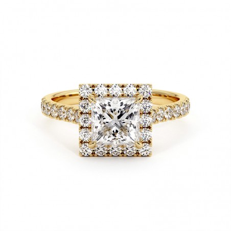 Bague Diamant Taille Princesse Ma Vie Or Jaune 18k 750 Millièmes