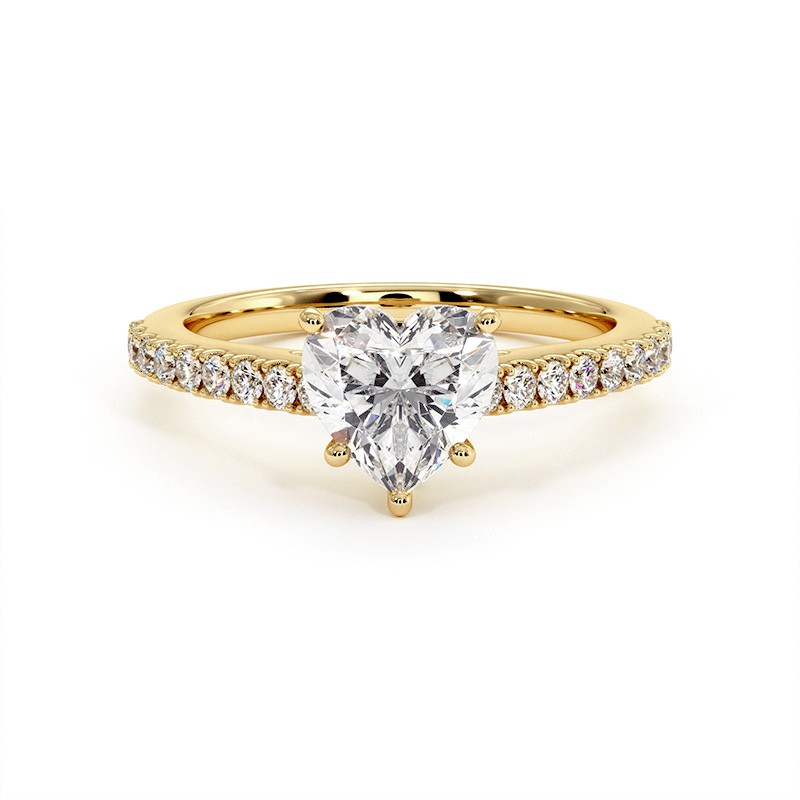 Bague Diamant Taille Cœur Elle Or Jaune 18k 750 Millièmes