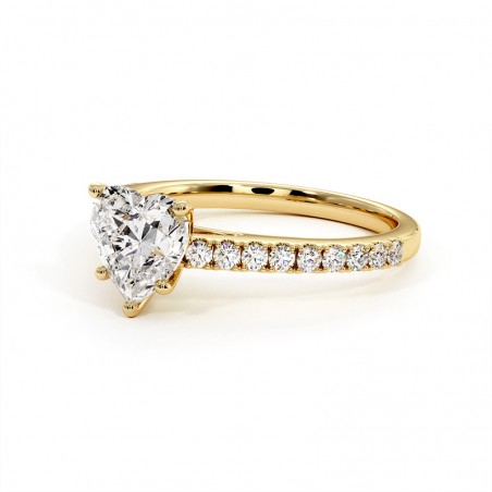 Anillo de Diamante Talla Corazón Ella Oro Amarillo 18k 750 Milésimas