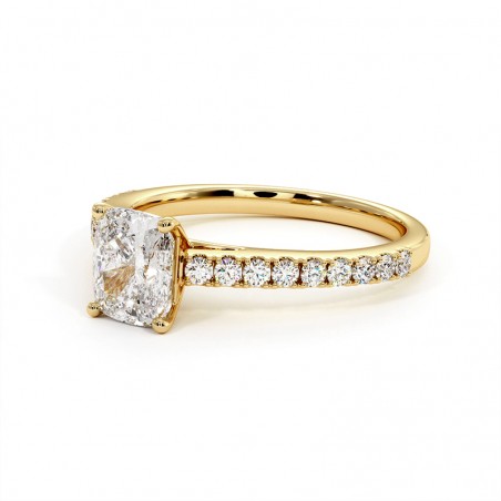 Cushion Cut Diamond Ring Elle 18k Yellow Gold 750 Thousandths