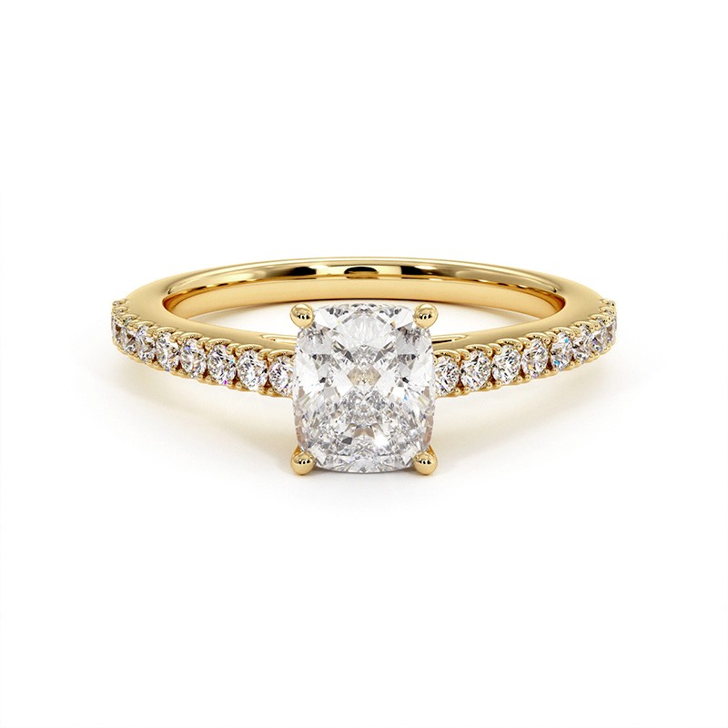 Cushion Cut Diamond Ring Elle 18k Yellow Gold Celinni