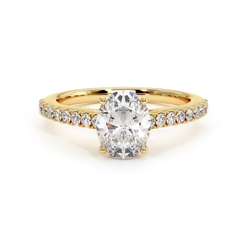 Anillo de Diamante Talla Ovalada Ella Oro Amarillo 18k 750 Milésimas