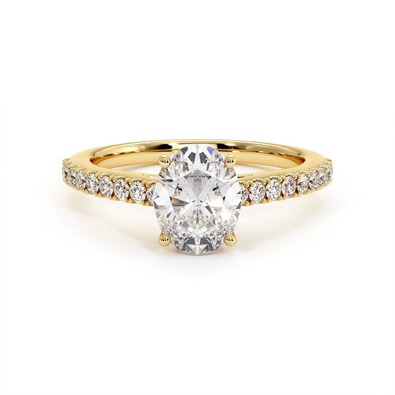 Bague Diamant Taille Ovale Elle Or Jaune 18k 750 Millièmes