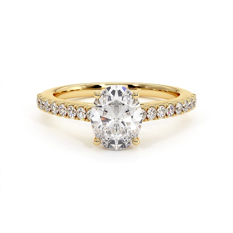 Oval Cut Diamond Ring Elle 18k 750 Thousandths Yellow Gold