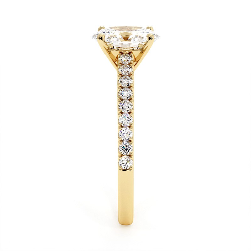 Bague De Fiançailles Solitaire Diamant De Laboratoire Ovale 2 Ct Or Jaune 10 Carats - Taille US 7 - Certifiée IGI