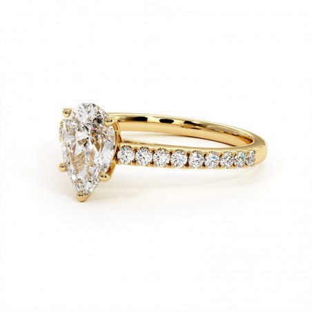 Anillo de Diamante Talla Pera Ella Oro Amarillo 18k 750 Mil&eacute;simas