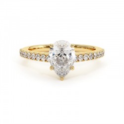 Anillo de Diamante Talla Pera Ella Oro Amarillo 18k - Maison Celinni
