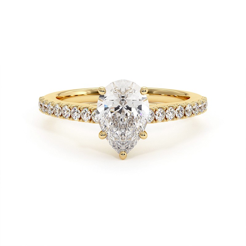 Anillo de Diamante Talla Pera Ella Oro Amarillo 18k - Maison Celinni
