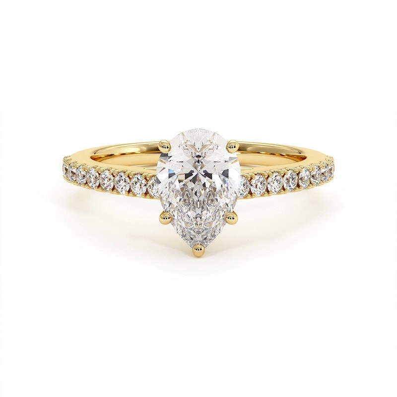Pear Cut Diamond Ring Elle 18k Yellow Gold 750 Thousandths