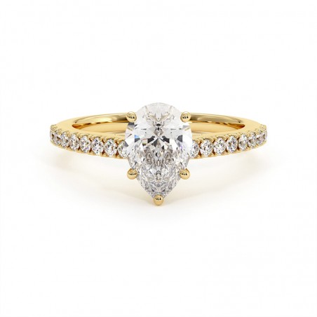 Diamantring Birnenschliff Elle Gelbgold 18k 750 Tausendstel