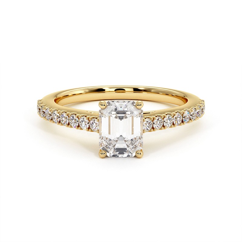 Anillo de Diamante Talla Esmeralda Ella Oro Amarillo 18k - Maison Celinni