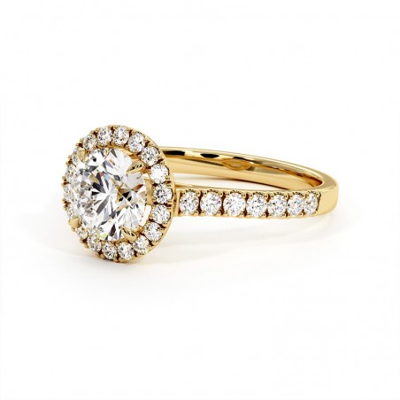 Bague Diamant Taille Rond Ma Vie Or Jaune 18k 750 Millièmes