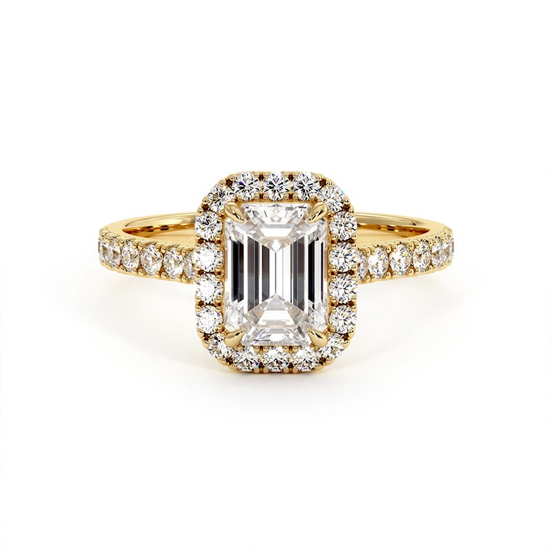 Anillo de Diamante Talla Esmeralda Mi Vida Oro Amarillo 18k 750 Milésimas