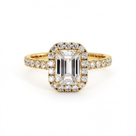 Diamantring Smaragdschnitt Ma vie Gelbgold 18k 750 Tausendstel
