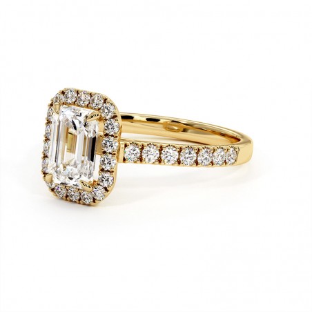 Diamantring Smaragdschnitt Ma vie Gelbgold 18k 750 Tausendstel