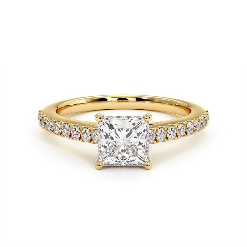 Bague Diamant Taille Princesse Elle Or Jaune 18k 750 Millièmes