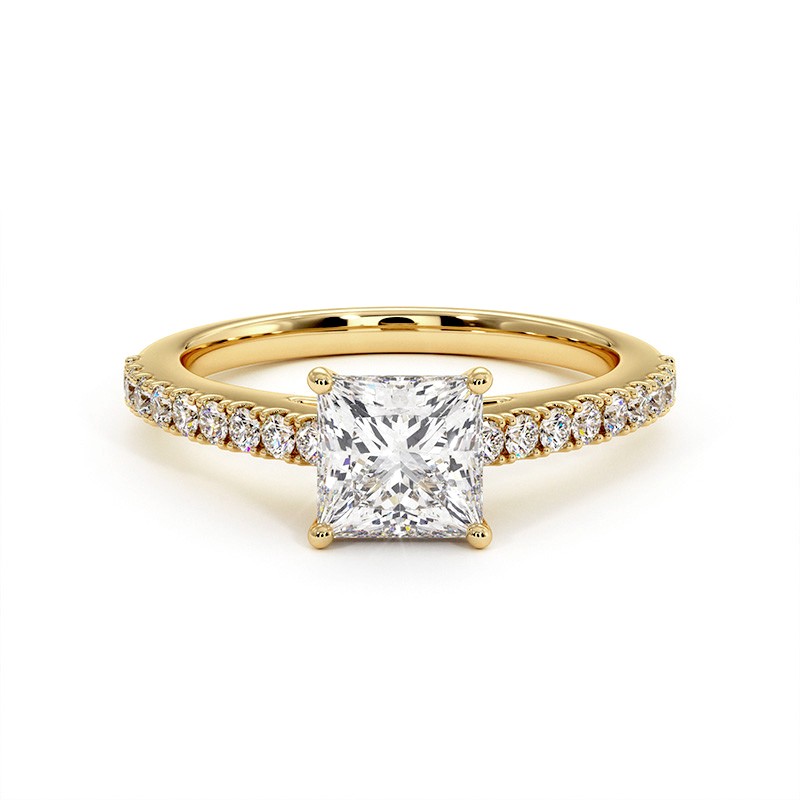 Princess Cut Diamond Ring Elle 18k Yellow Gold 750 Thousandths