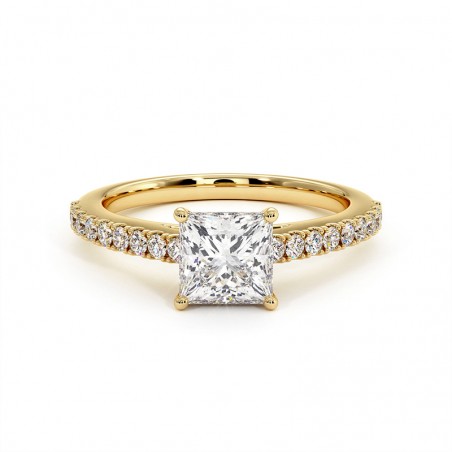 Prinzessin Diamantring Elle Gelbgold 18k 750 Tausendstel