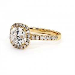 Anillo de Diamante Talla Coj&iacute;n Mi Vida Oro Amarillo 18k - Maison Celinni