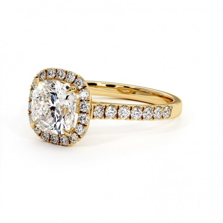 Bague Diamant Taille Coussin Ma Vie Or Jaune 18k 750 Millièmes
