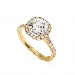 Anillo de Diamante Talla Coj&iacute;n Mi Vida Oro Amarillo 18k - Maison Celinni