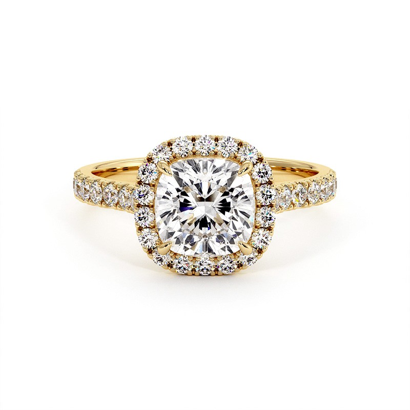 Anillo de Diamante Talla Coj&iacute;n Mi Vida Oro Amarillo 18k - Maison Celinni