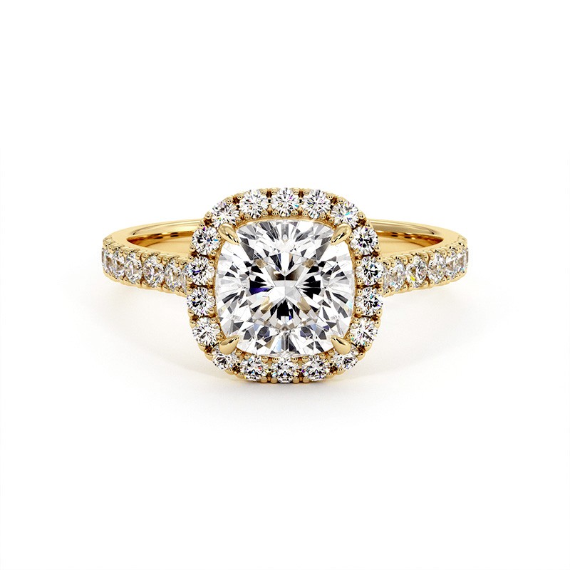 Cushion Cut Diamond Ring Ma vie 18k Yellow Gold 750 Thousandths