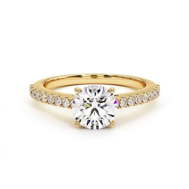 Round Cut Diamond Ring Elle 18k Yellow Gold 750 Thousandths