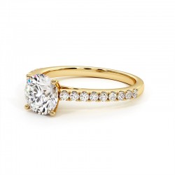 Anillo de Diamante Talla Redonda Ella Oro Amarillo 18k - Casa Celinni